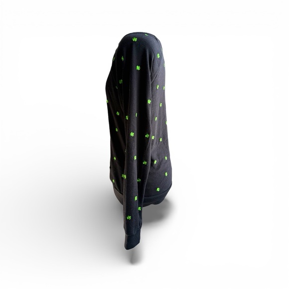Target Black Sweater with Lucky Green Embroidered Clover - Picture 6 of 8